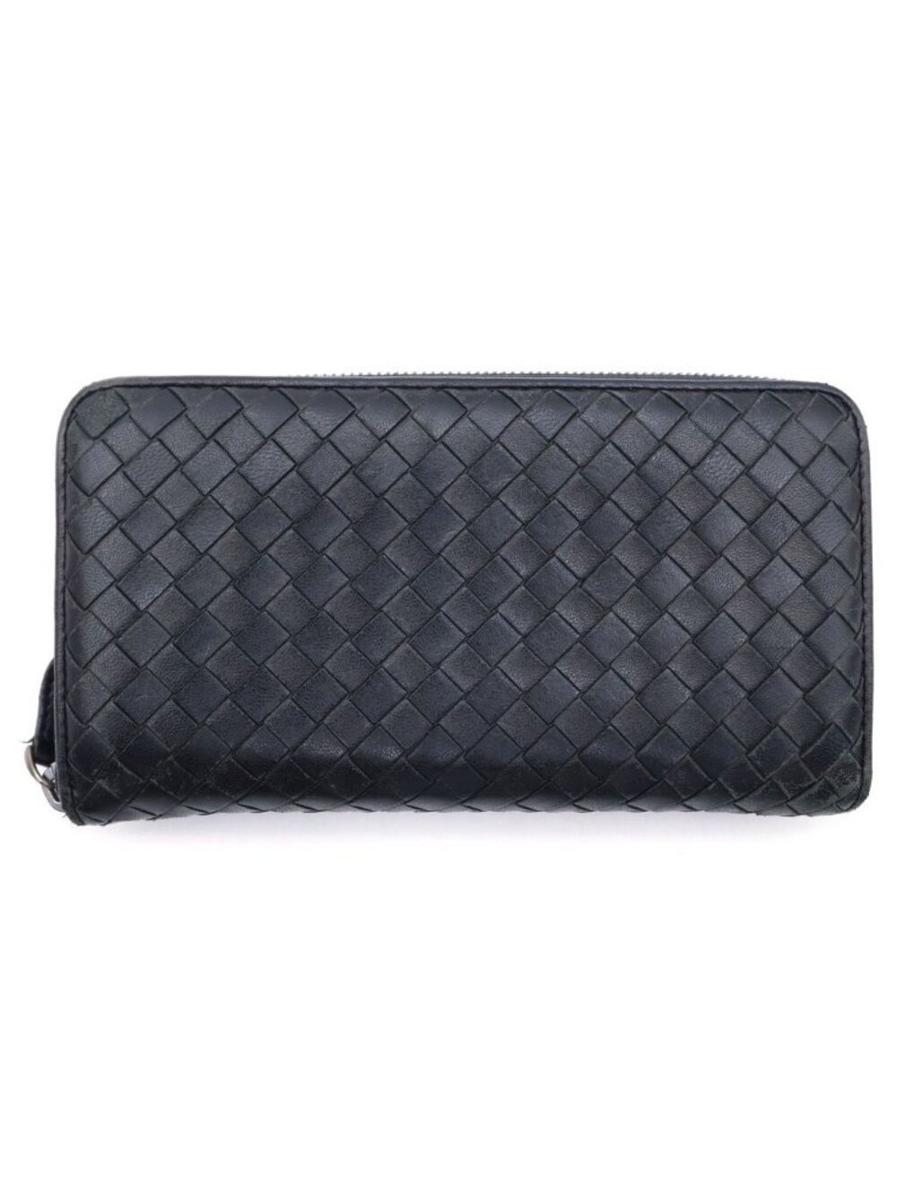 Bottega Veneta Intrecciato Zip Around Wallet Black